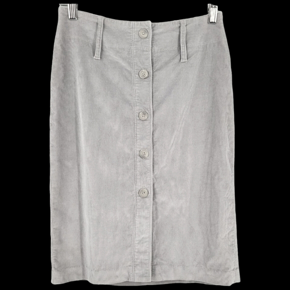 EXPRESS Button Front Corduroy Pencil Skirt Light Grey - Picture 1 of 13